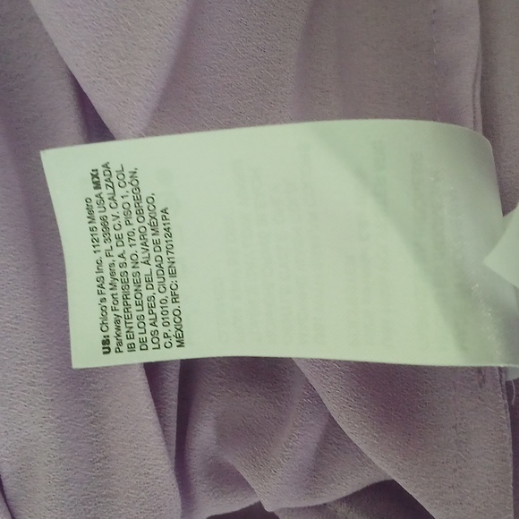 Chicos Lavendar Long Sleeve Pleated Top Size 0 Us 4/6 Womens Spring Feminine - Picture 9 of 10